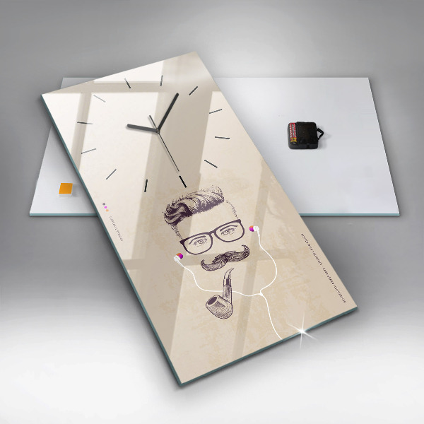 Modern vertical wall clock Man with a pipe
