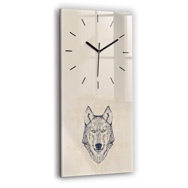 Modern vertical wall clock Wolf head