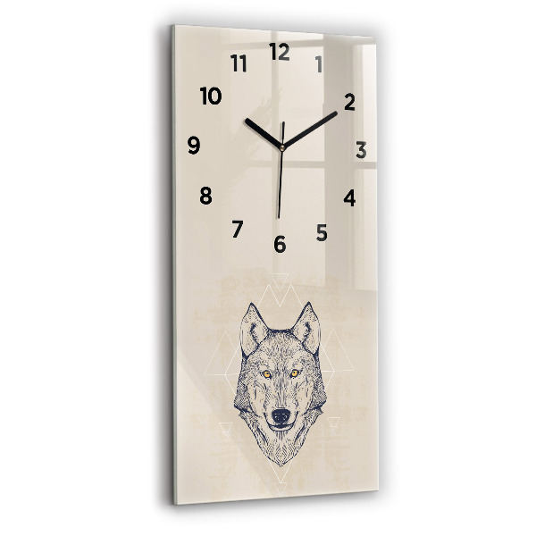 Modern vertical wall clock Wolf head