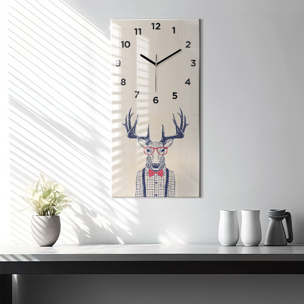 Modern vertical wall clock Deer in a shirt