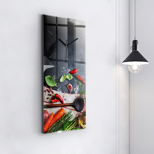 Modern vertical wall clock Vegetables
