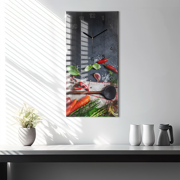 Modern vertical wall clock Vegetables