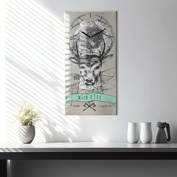 Modern vertical wall clock Deer head