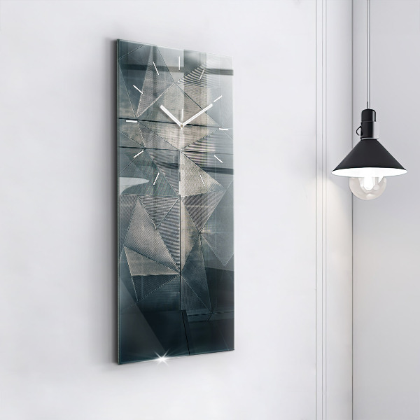 Modern vertical wall clock Metal abstract triangles