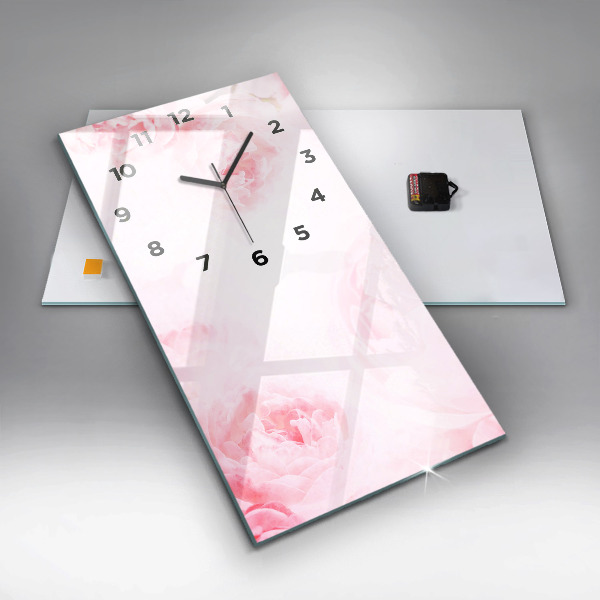 Modern vertical wall clock Blooming flowers