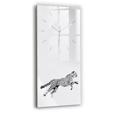 Modern vertical wall clock Silhouette of a panther