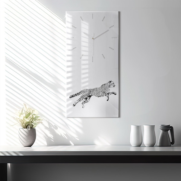 Modern vertical wall clock Silhouette of a panther