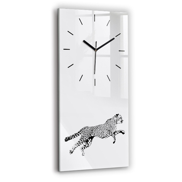 Modern vertical wall clock Silhouette of a panther