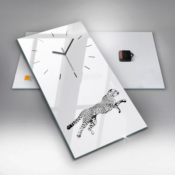 Modern vertical wall clock Silhouette of a panther
