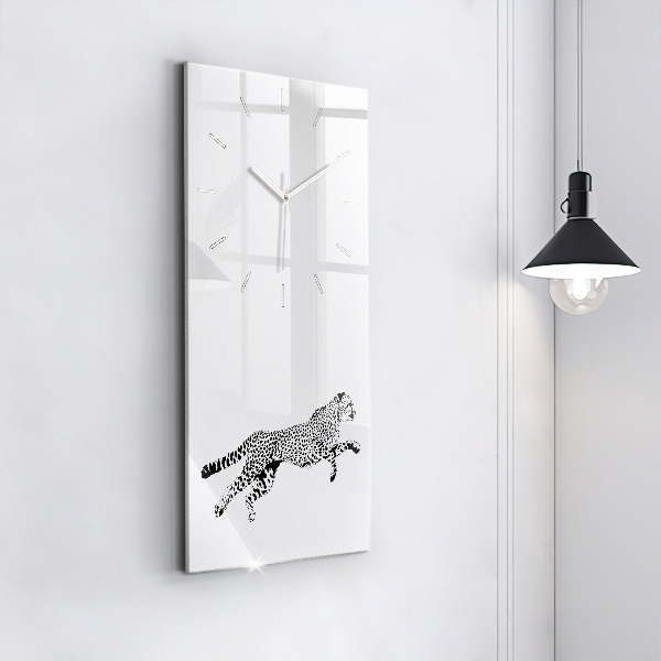 Modern vertical wall clock Silhouette of a panther