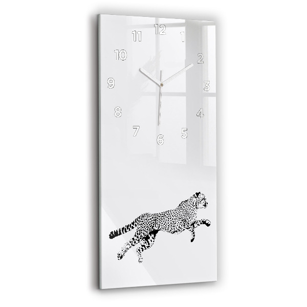 Modern vertical wall clock Silhouette of a panther