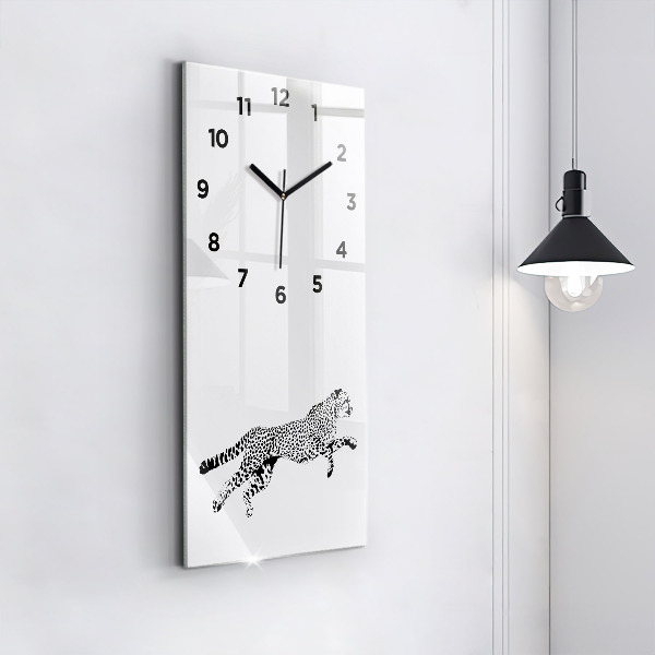 Modern vertical wall clock Silhouette of a panther