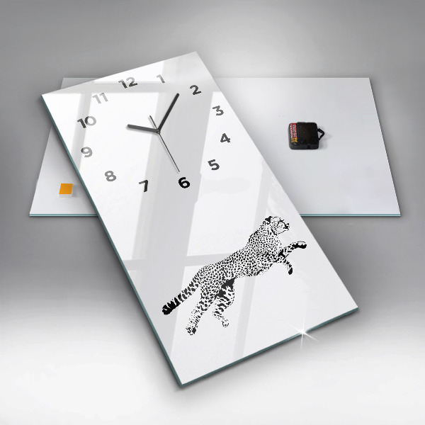Modern vertical wall clock Silhouette of a panther