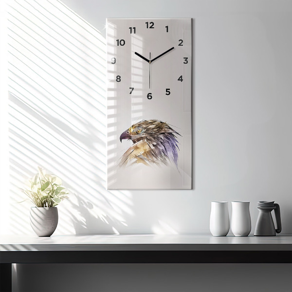 Modern vertical wall clock Bird of Predation