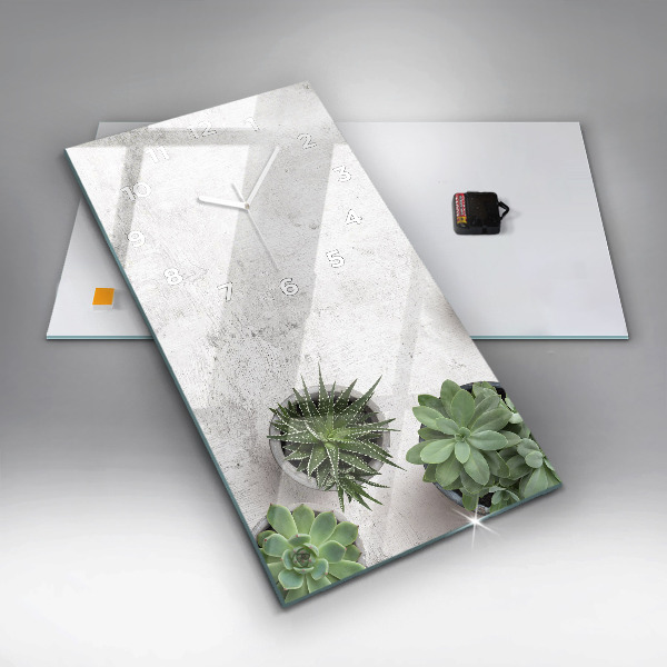 Modern vertical wall clock Ornamental plants