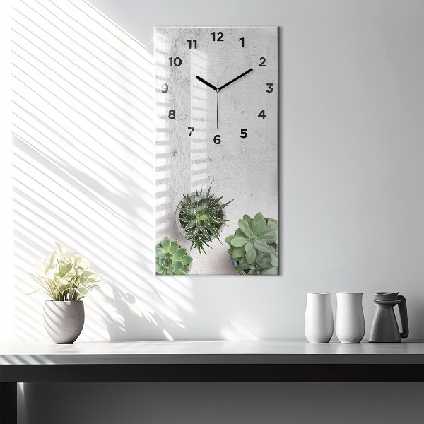 Modern vertical wall clock Ornamental plants