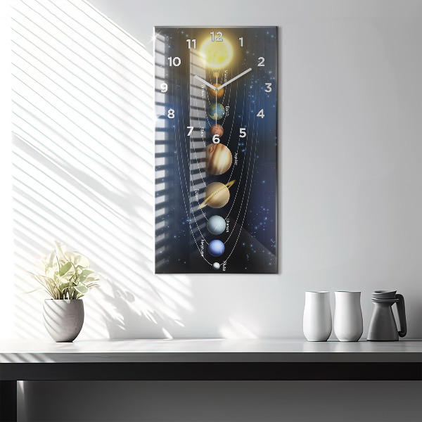 Modern vertical wall clock Solar system