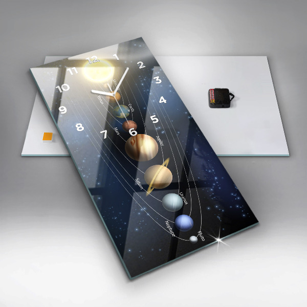 Modern vertical wall clock Solar system