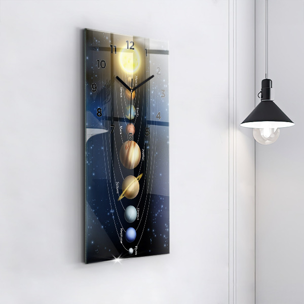Modern vertical wall clock Solar system