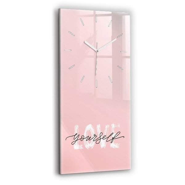 Modern vertical wall clock The inscription Love yourself