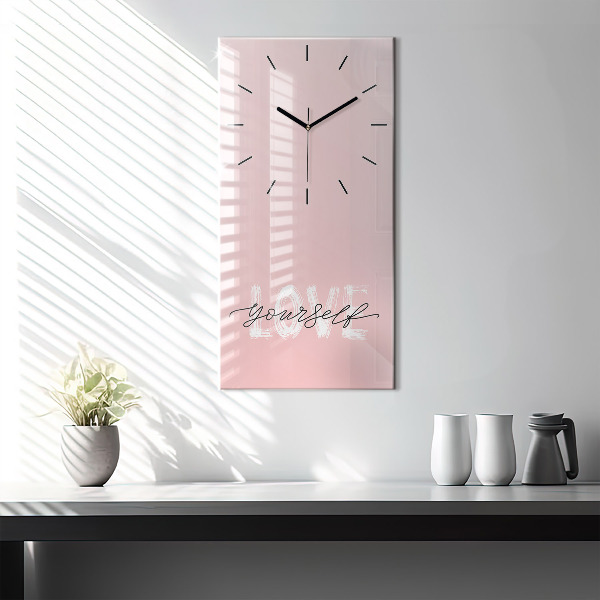 Modern vertical wall clock The inscription Love yourself