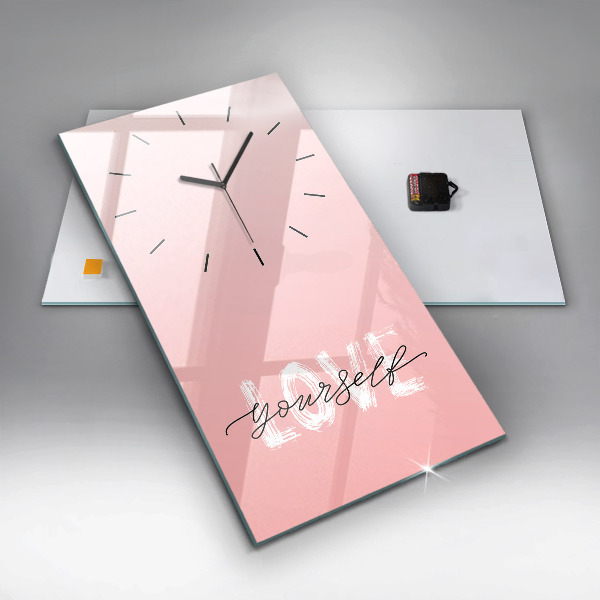 Modern vertical wall clock The inscription Love yourself