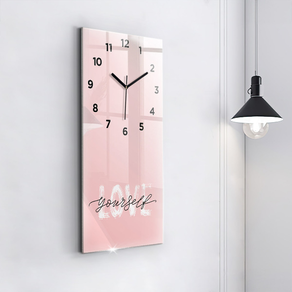 Modern vertical wall clock The inscription Love yourself