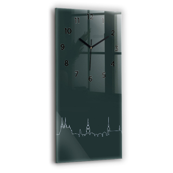 Modern vertical wall clock Line art of the city of Brno