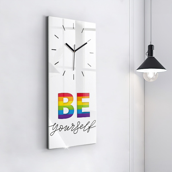 Modern vertical wall clock The inscription Be yourself