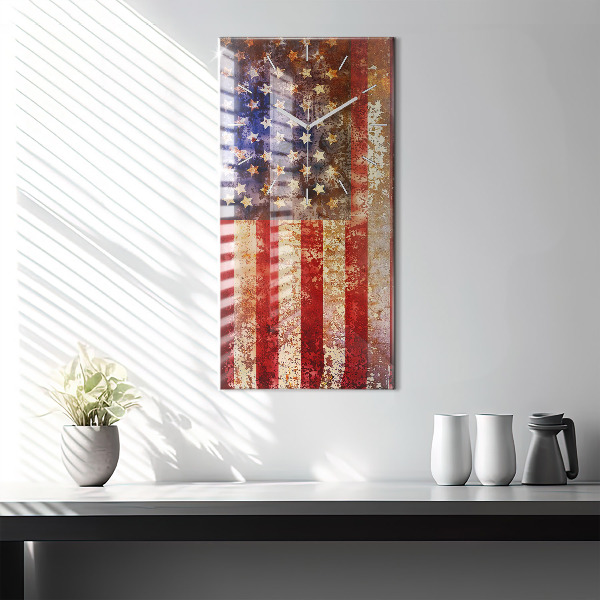 Modern vertical wall clock Vintage USA Flag