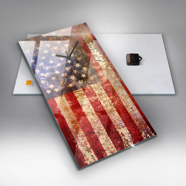 Modern vertical wall clock Vintage USA Flag