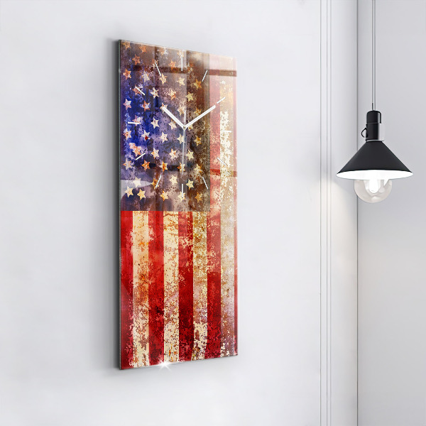 Modern vertical wall clock Vintage USA Flag