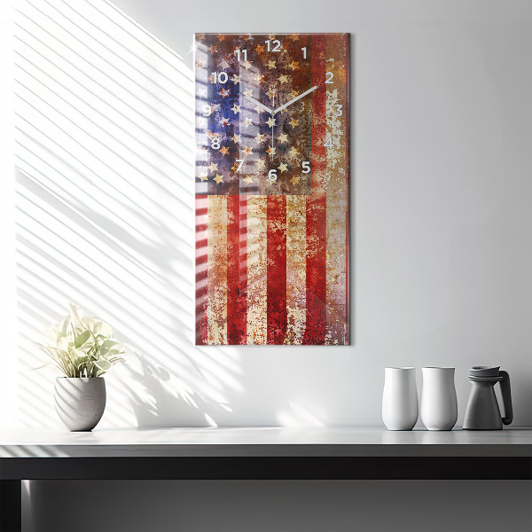 Modern vertical wall clock Vintage USA Flag