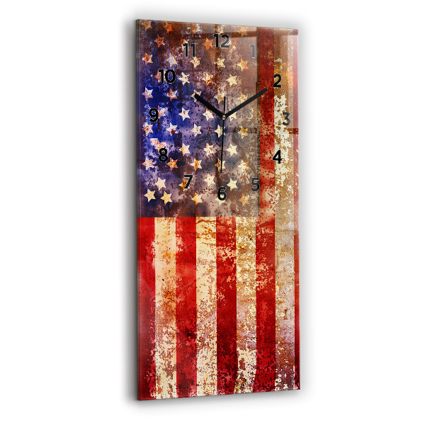 Modern vertical wall clock Vintage USA Flag