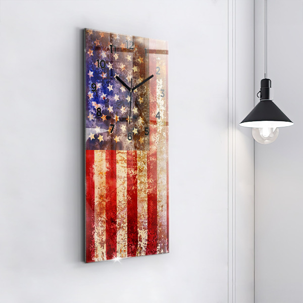 Modern vertical wall clock Vintage USA Flag