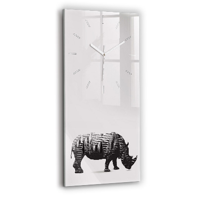 Modern vertical wall clock Rhinoceros line art