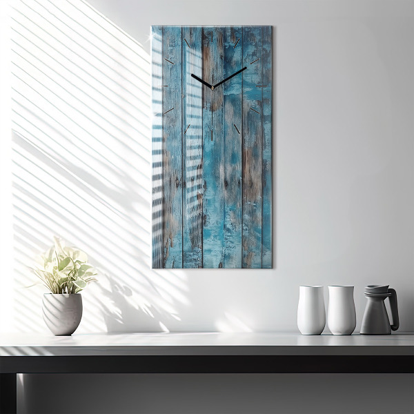Modern vertical wall clock Blue boards