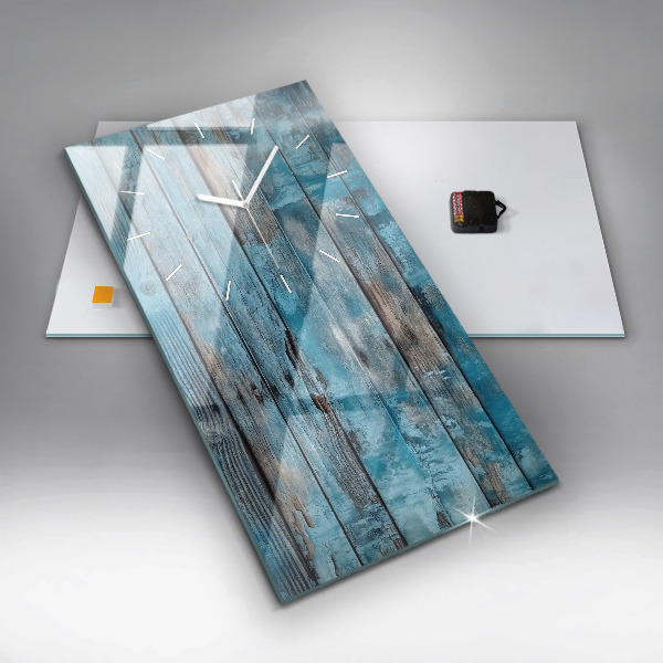 Modern vertical wall clock Blue boards