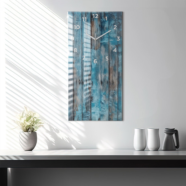 Modern vertical wall clock Blue boards