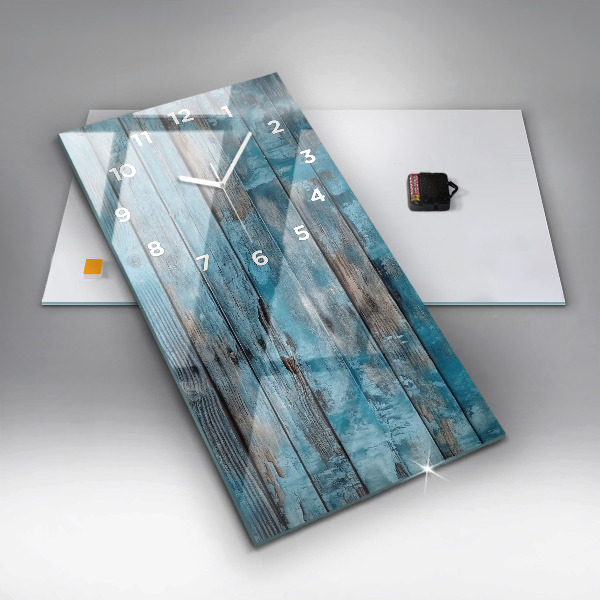 Modern vertical wall clock Blue boards