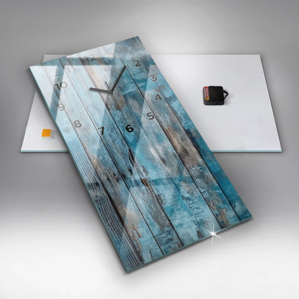 Modern vertical wall clock Blue boards