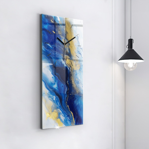 Modern vertical wall clock Blue marble
