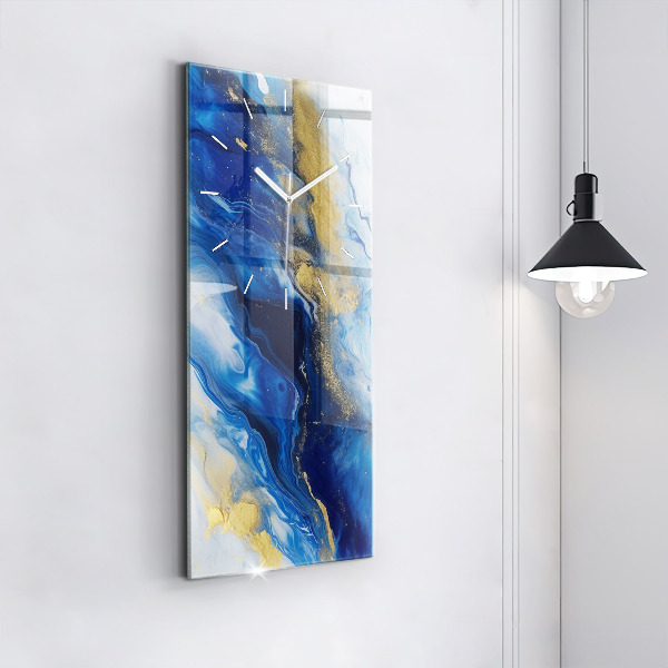 Modern vertical wall clock Blue marble