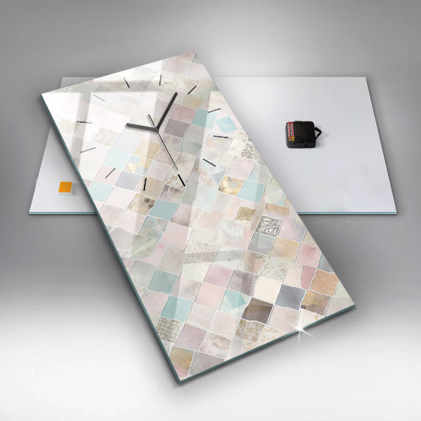 Modern vertical wall clock Colored tiles