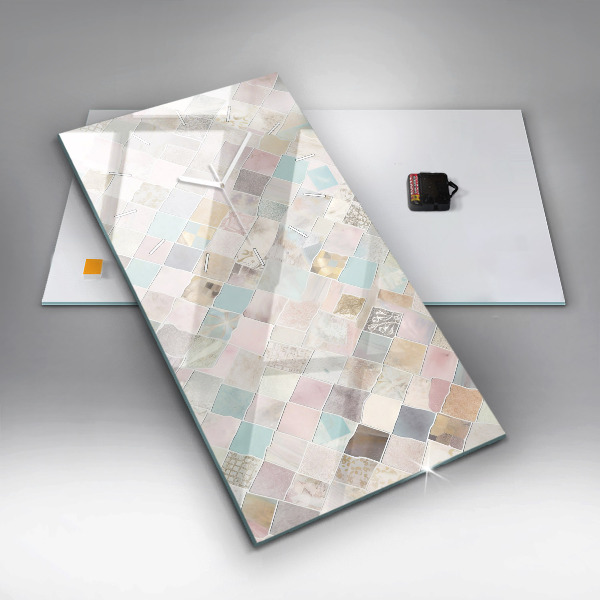 Modern vertical wall clock Colored tiles