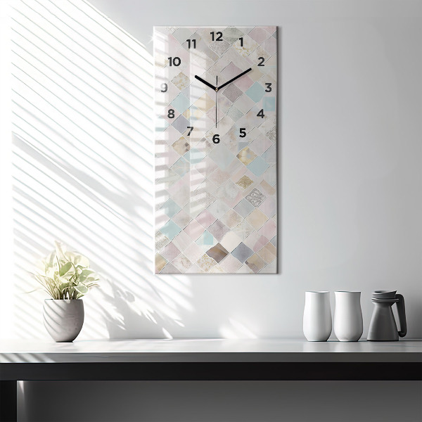 Modern vertical wall clock Colored tiles