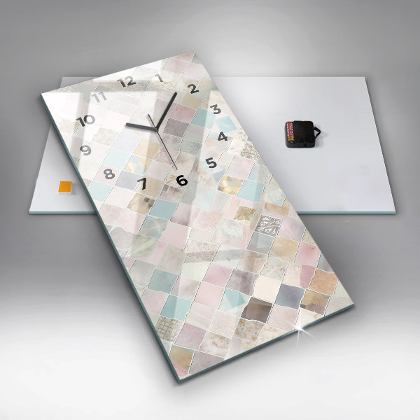 Modern vertical wall clock Colored tiles