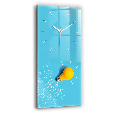 Modern vertical wall clock Light bulb drawing