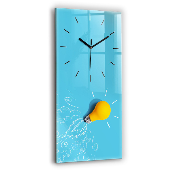 Modern vertical wall clock Light bulb drawing