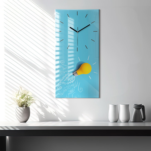 Modern vertical wall clock Light bulb drawing